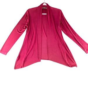 Chicos Travelers Womens Size 0 Slinky Ribbed Open Front Draped Cardigan Pink